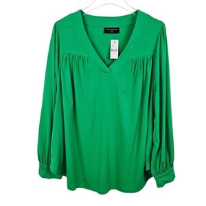 Lane Bryant Kelly Green Pleated Shirt NWT